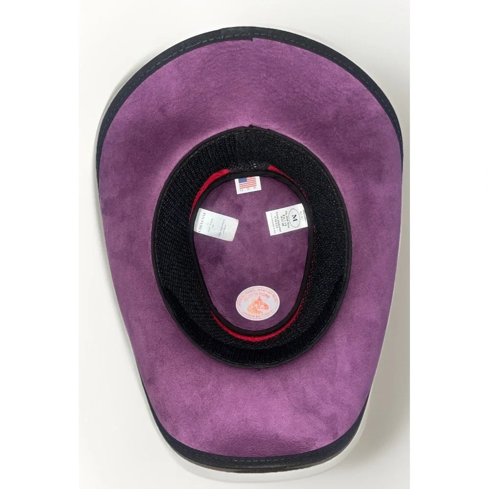 Western Cowboy Hat Red Purple Suede Beaded Band USA Medium EUC Vtg‎ Head N Home - Picture 10 of 15